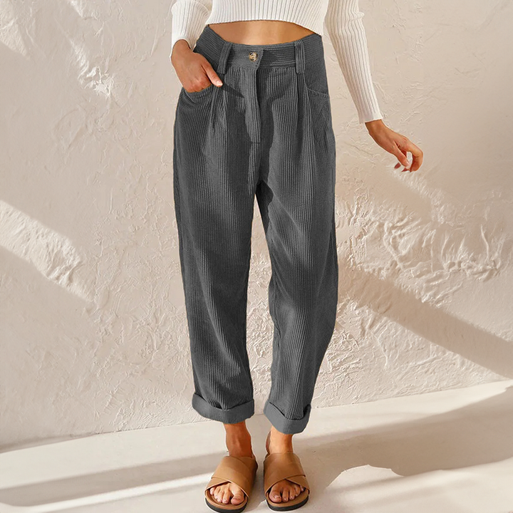 Damen Hohe Taille Cord Hosen