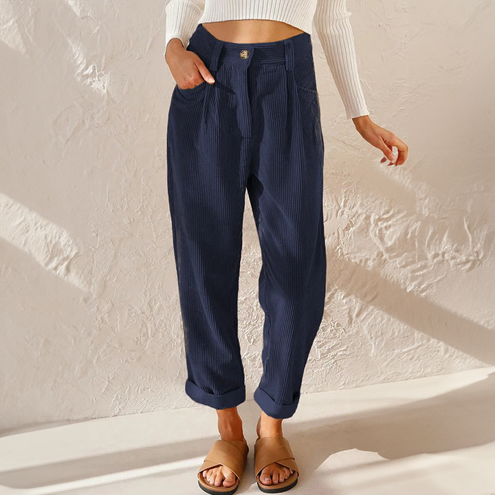 Damen Hohe Taille Cord Hosen