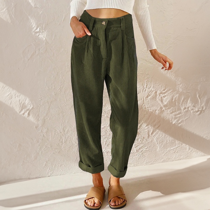 Damen Hohe Taille Cord Hosen