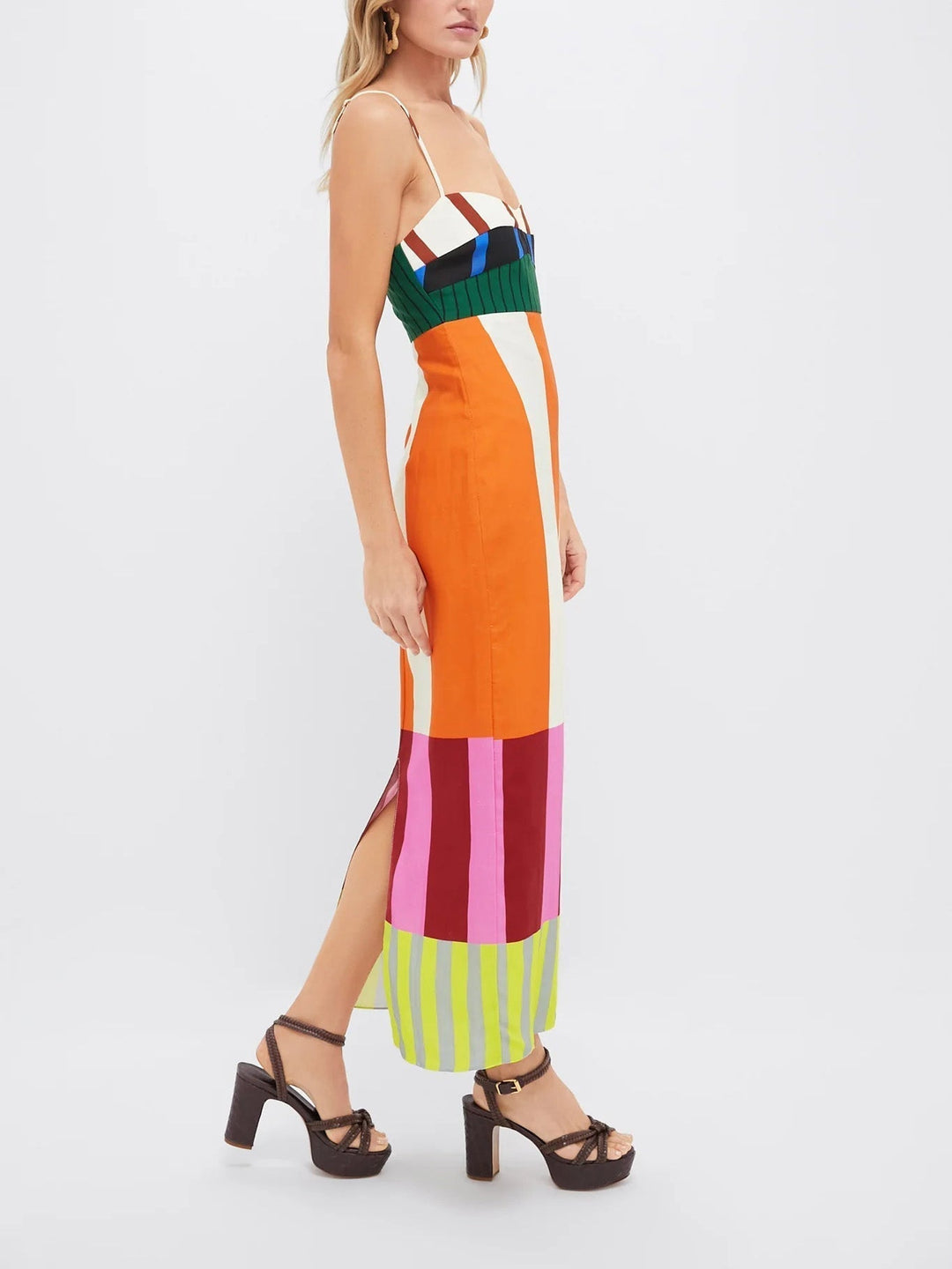 Elegantes Sommerkleid Damen gestreift Spaghettiträger