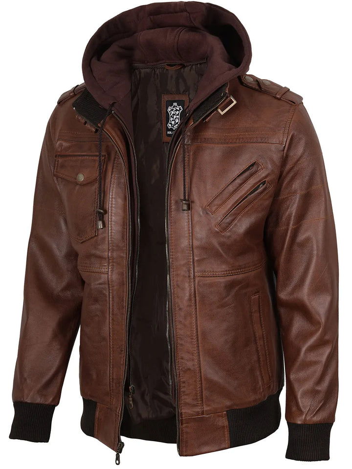 Edinburgh | Elegante Herrenjacke mit Abnehmbarer Kapuze aus Lammfell 1
