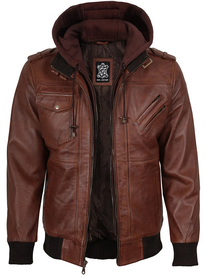 Edinburgh | Elegante Herrenjacke mit Abnehmbarer Kapuze aus Lammfell 3
