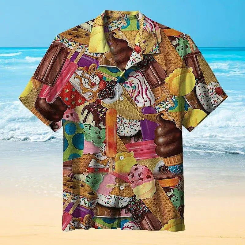 Eiscreme Shirt Herren | Auffälliger Eis-Print & Luftiger Tragekomfort