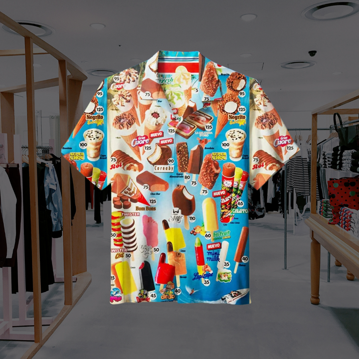 Eiscreme Shirt Herren | Auffälliger Eis-Print & Luftiger Tragekomfort