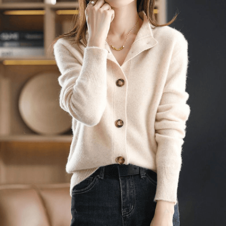 Eva | Damen Lässige Strickjacke mit langen Ärmeln