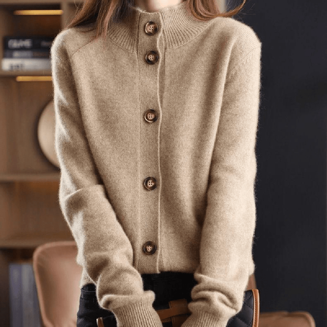 Eva | Damen Lässige Strickjacke mit langen Ärmeln