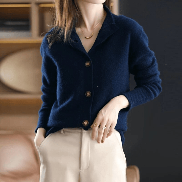 Eva | Damen Lässige Strickjacke mit langen Ärmeln