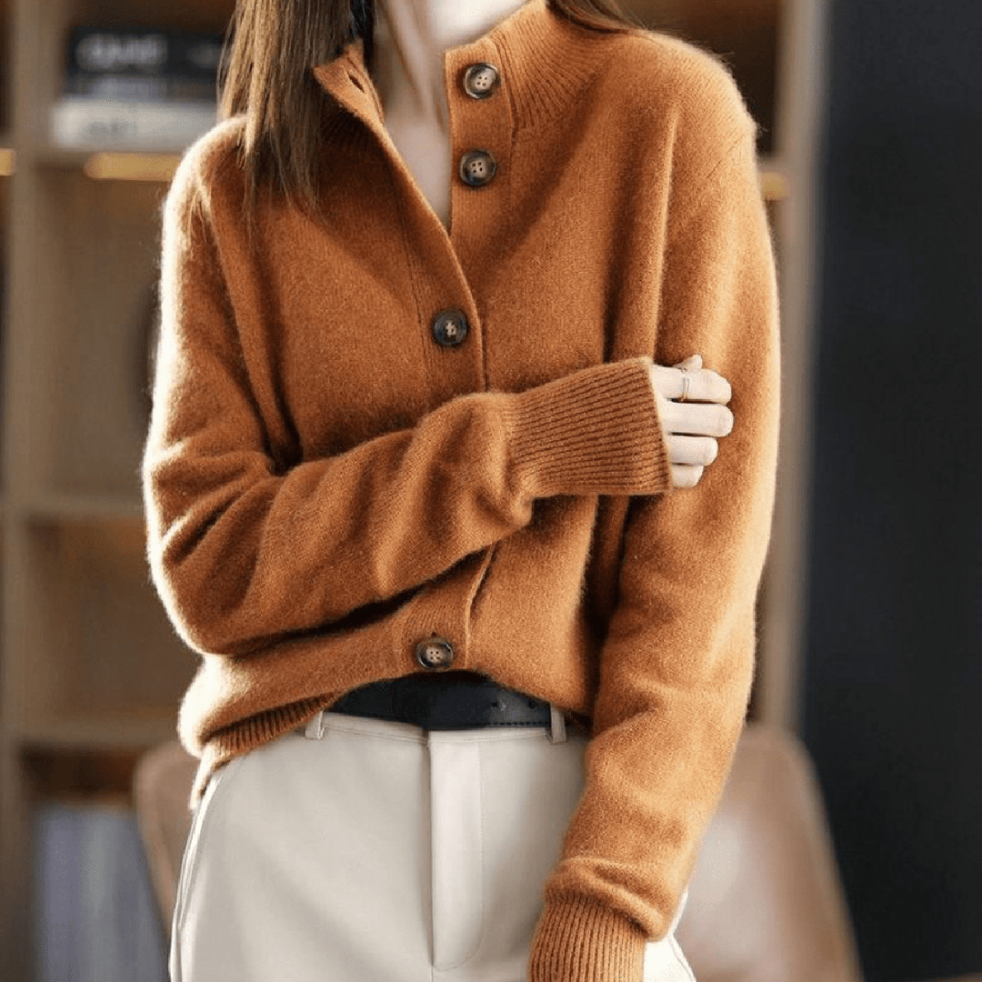 Eva | Damen Lässige Strickjacke mit langen Ärmeln