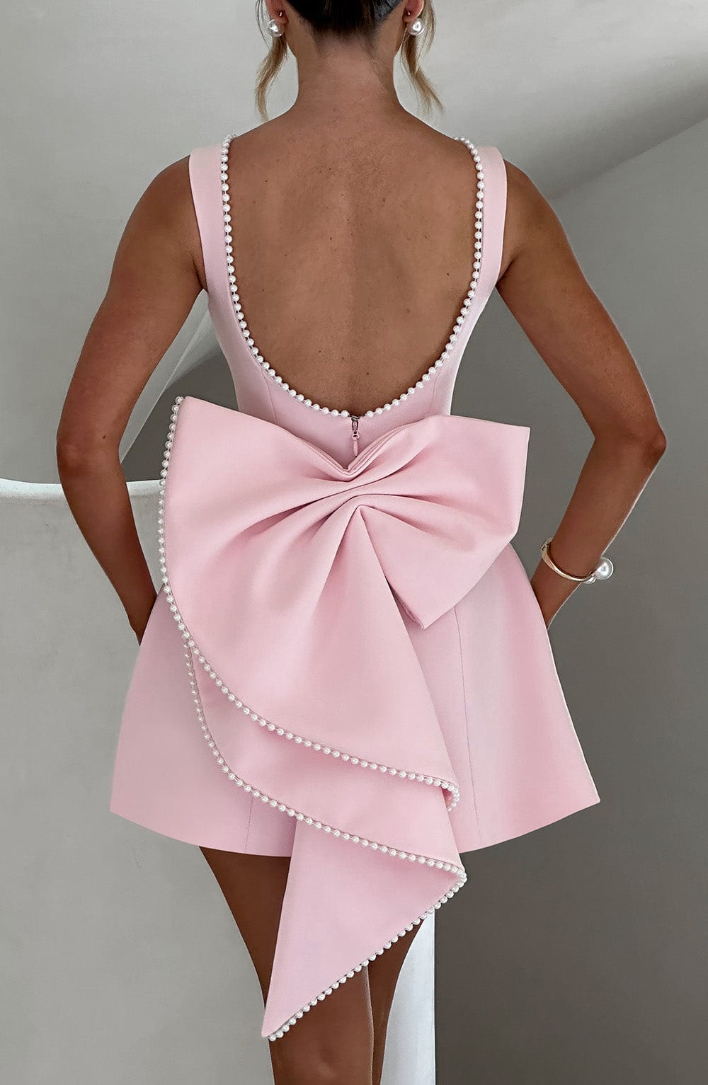Emma – Cute Bow-Back Party Mini Dress - Image 3