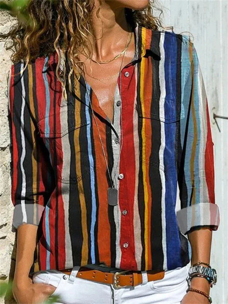 Clara – Leichte Sommerbluse mit geometrischem Muster