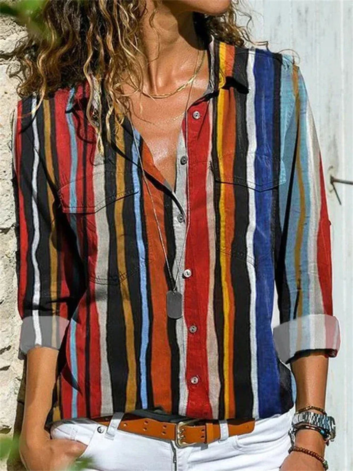Clara – Leichte Sommerbluse mit geometrischem Muster