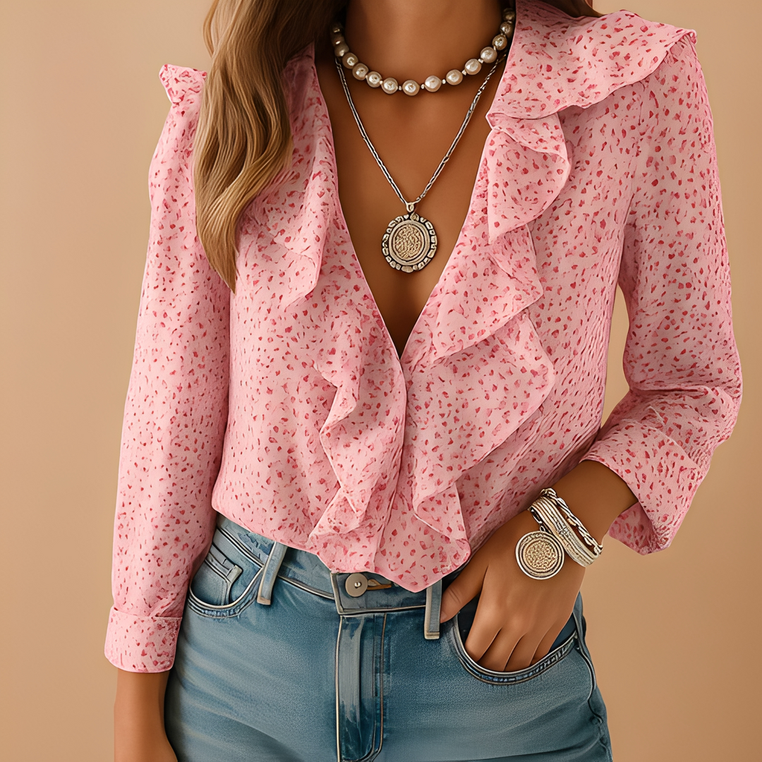 Aleida - Bluse mit langen Ärmeln und Ruffles für Frauen