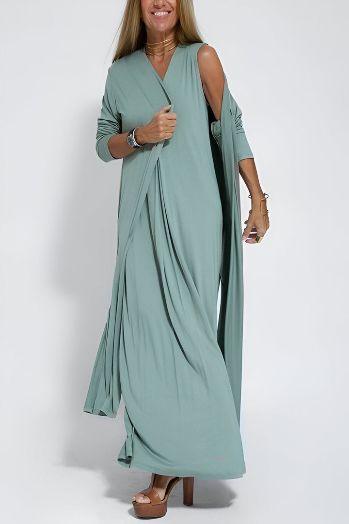 Elegantes Langes Kleid + Cardigan | Flexibler & Stilvoller Komfort