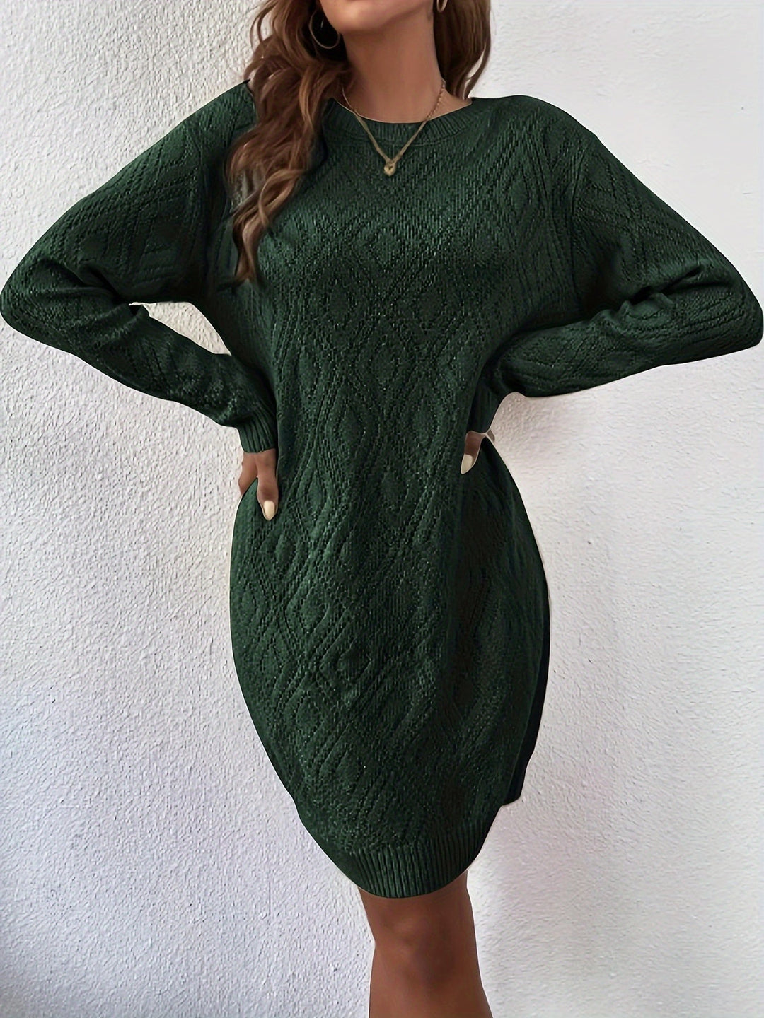 Elegantes Strickkleid mit Karos für Frauen Normaler Preis