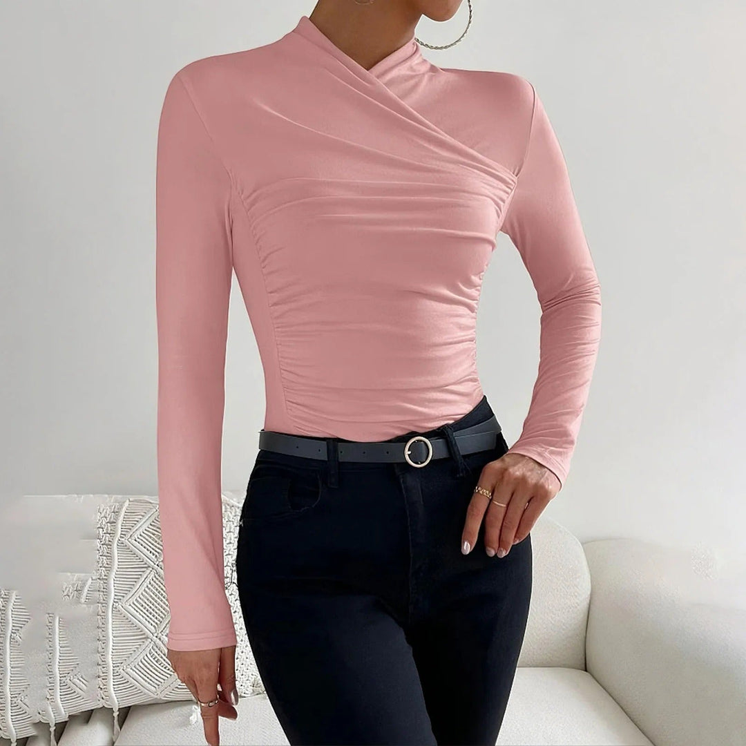 Elegantes gerüschtes Wickelteil mit langen Ärmeln für Damen