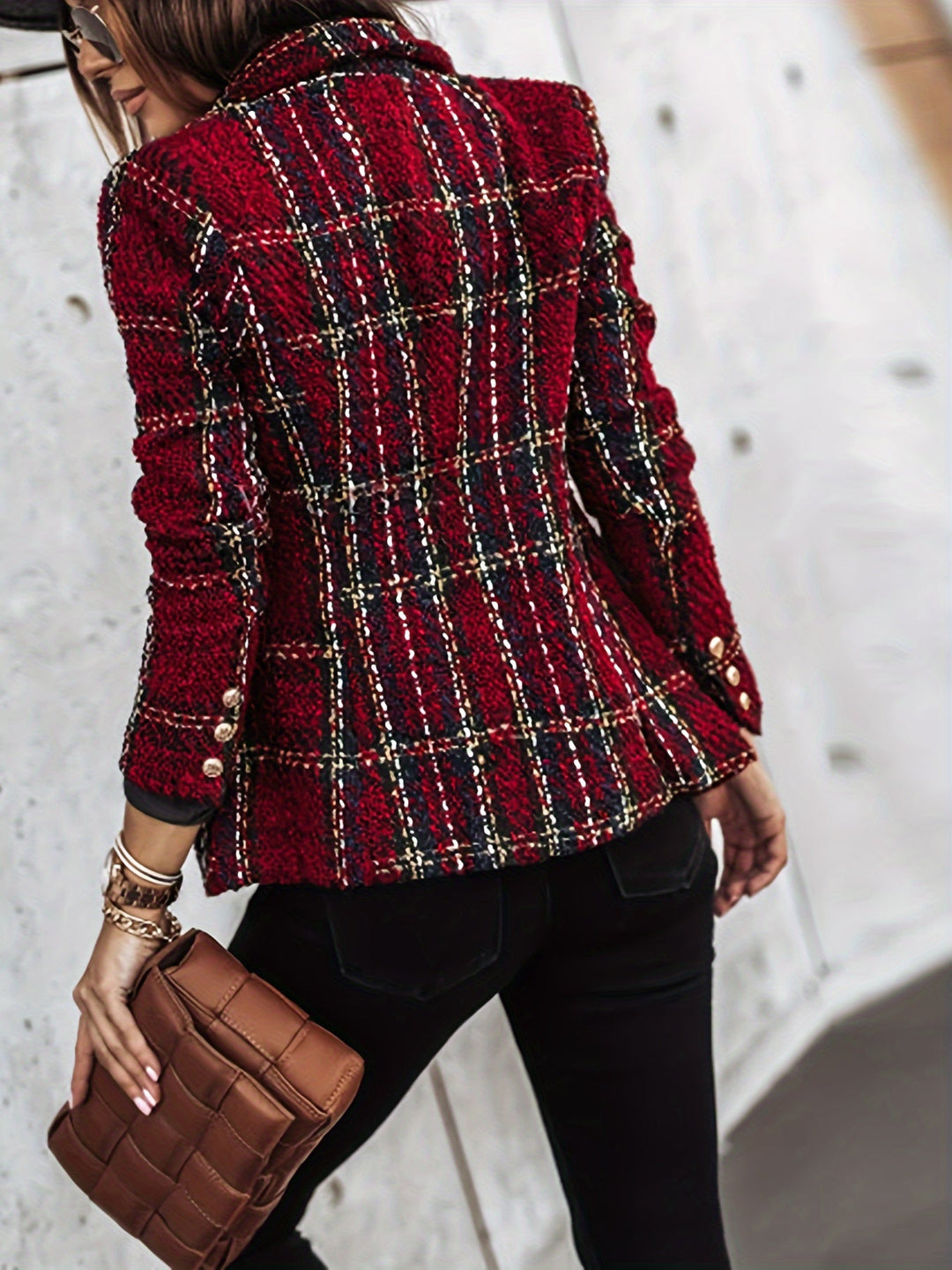 Elegantes kariertes Tweed-Langarmhemd
