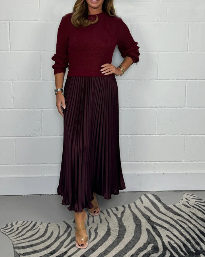 Elegantes plissiertes Strickkleid für Frauen