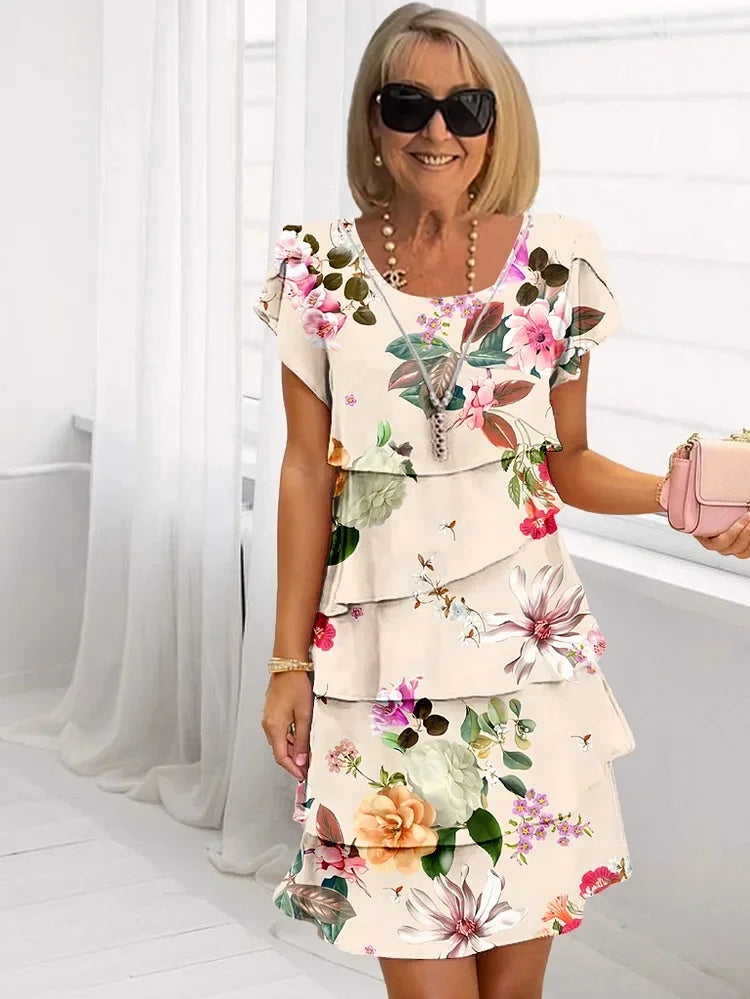 Elegantes florales Damenkleid mit schmeichelhafter Passform 0