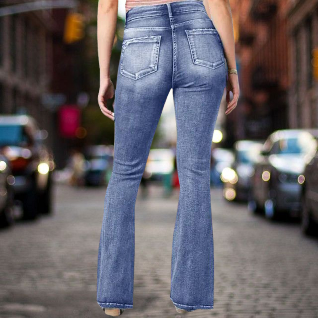 Eleganz Klassische Jeans mit mittlerer Taille und Flair