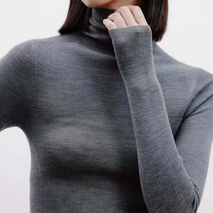Elena - Farbiges Stricktop mit hohem Ausschnitt
