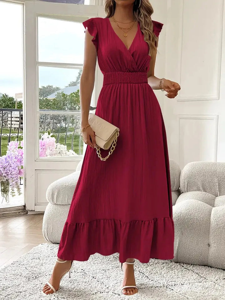 Sofia |  Elegantes Sommer Maxikleid mit V-Ausschnitt
