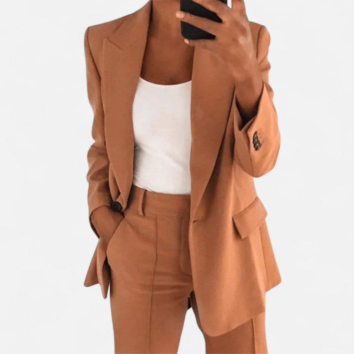 Damen-Zweiteiler: Blazer und Hose aus Stretchstoff