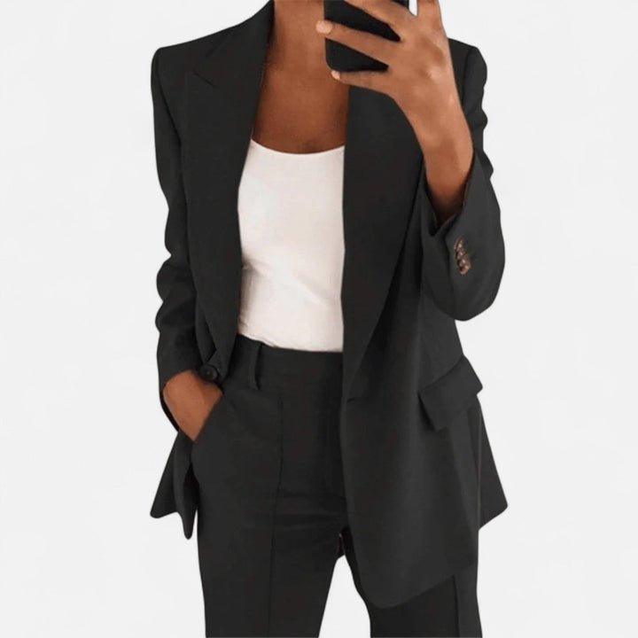 Damen-Zweiteiler: Blazer und Hose aus Stretchstoff