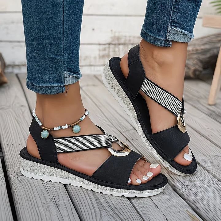Sofia | Elegante Flache Sandalen mit Komfort-Fußbett