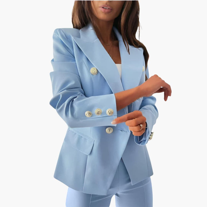 Blazer Damenblazer mit Knöpfen und gerader Hose – elegantes Zweiteiler-Set