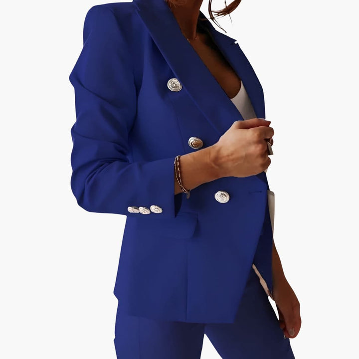Blazer Damenblazer mit Knöpfen und gerader Hose – elegantes Zweiteiler-Set