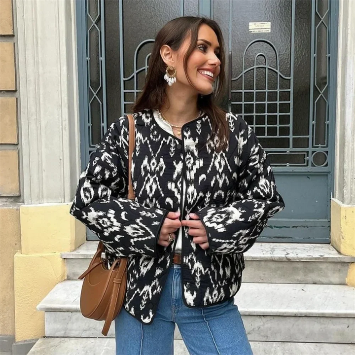 Evangeline - Schwarze Vintage Steppjacke