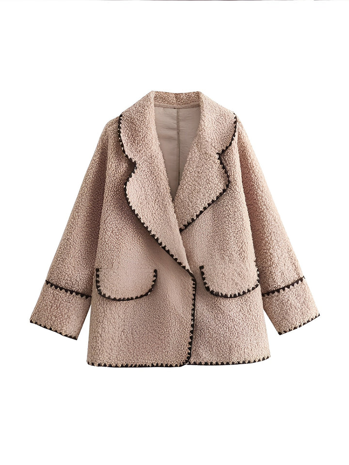 Eve - Teddy Fliegerjacke mit Kontrastnähten