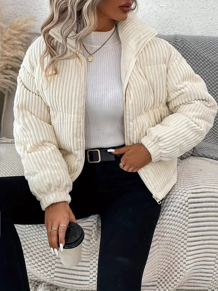 Everly - Elegante beigefarbene Pufferjacke