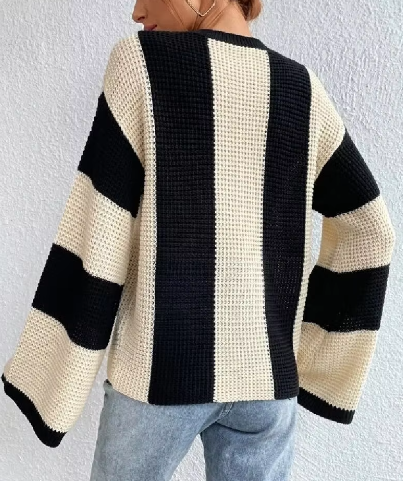 Eymary | Gestreifter Damen-Pullover mit langen Ärmeln