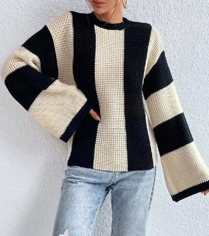 Eymary | Gestreifter Damen-Pullover mit langen Ärmeln
