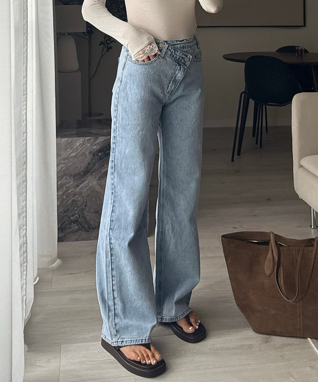 Stretch Straight Leg Jeans Galia Hellblau Ladypolitan ♡