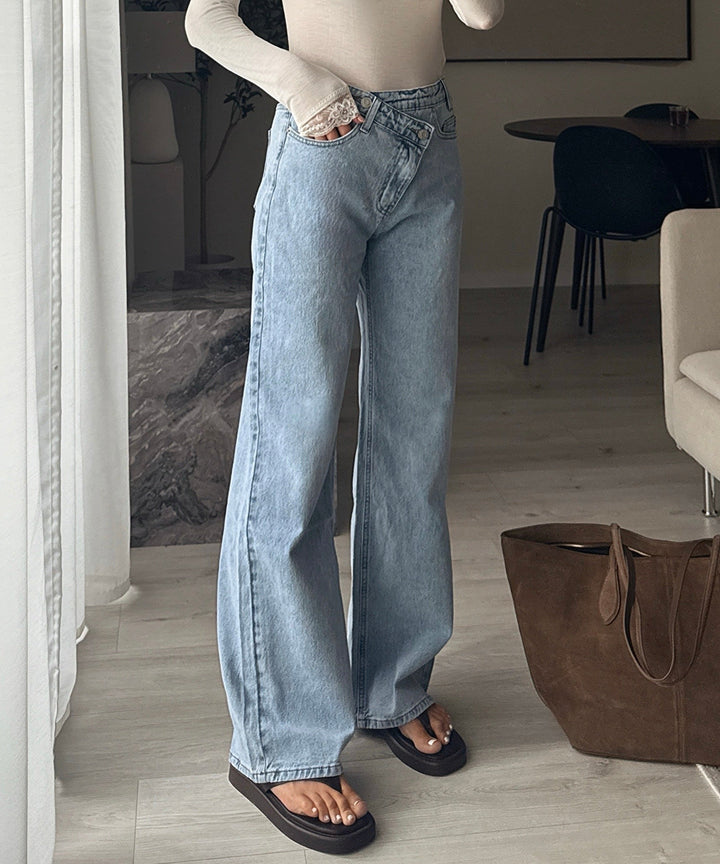 Stretch Straight Leg Jeans Galia Hellblau Ladypolitan ♡