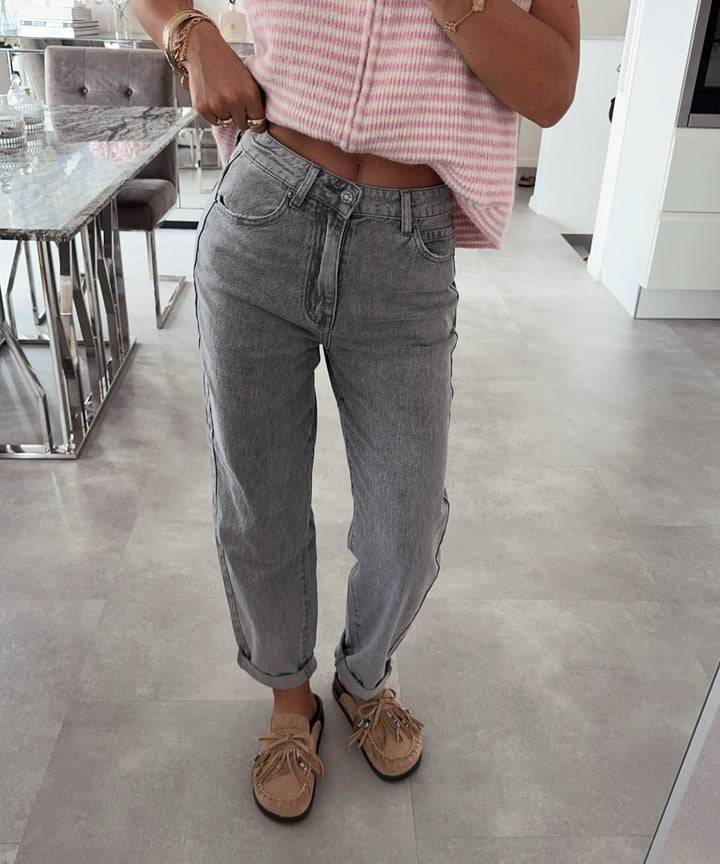 Stretch Mom Jeans Leava Grau Ladypolitan ♡