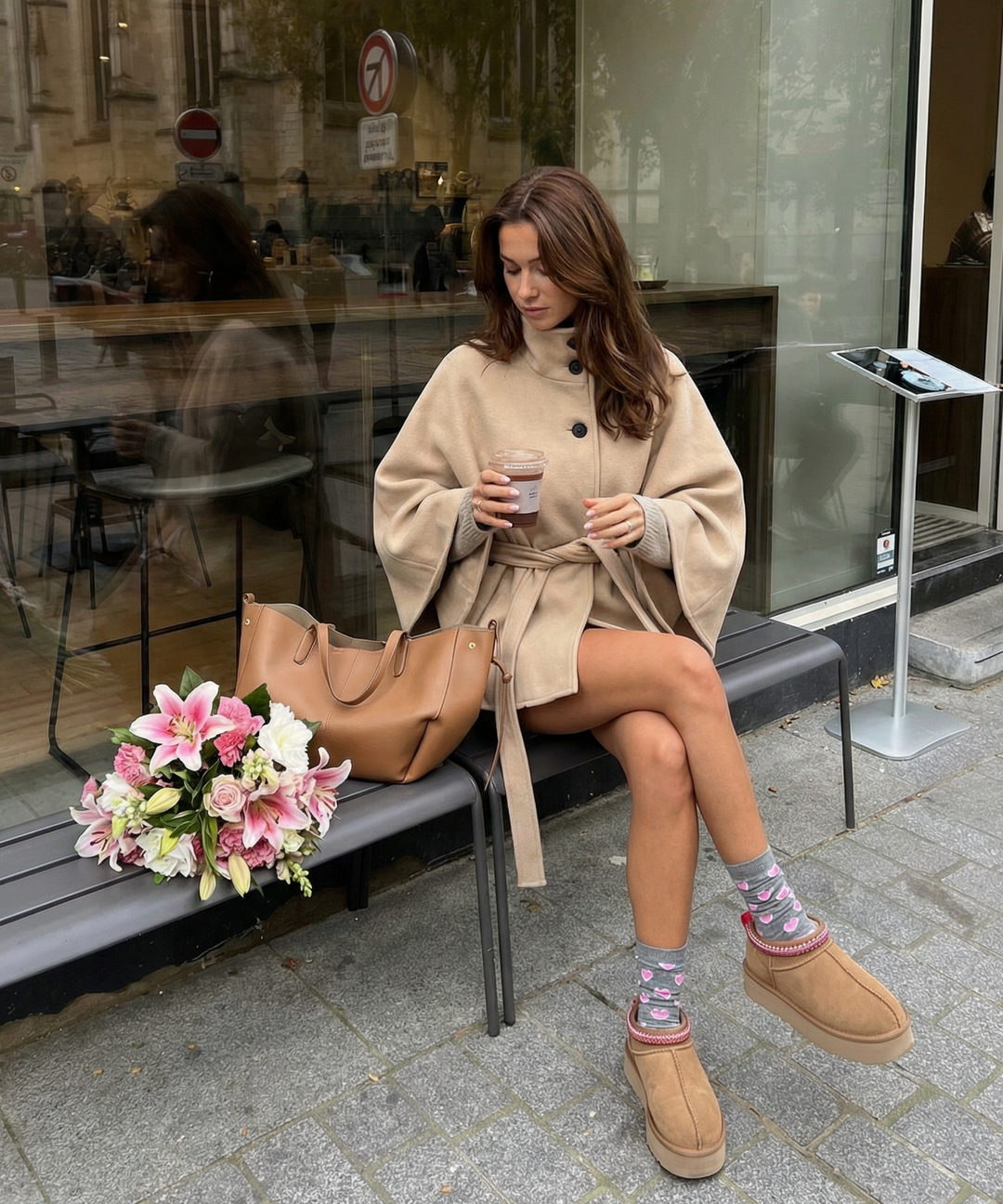 Poncho Karah Beige Ladypolitan ♡