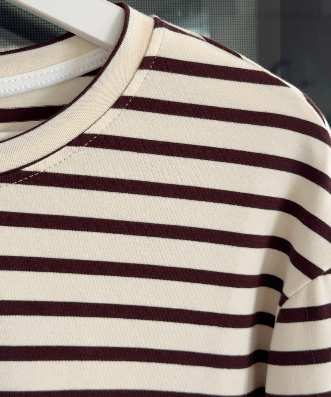 T-Shirt Hanaia Streifen Braun Beige Ladypolitan ♡