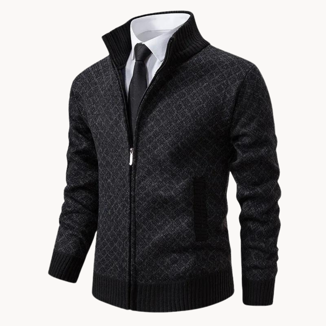 Pullover mit Reißverschluss | Gerippter Kragen und Strukturmuster