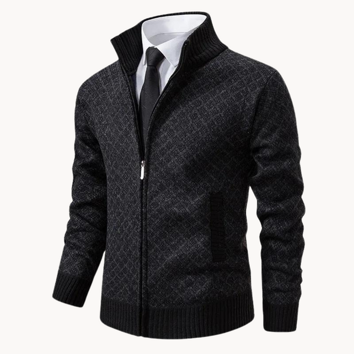 Pullover mit Reißverschluss | Gerippter Kragen und Strukturmuster