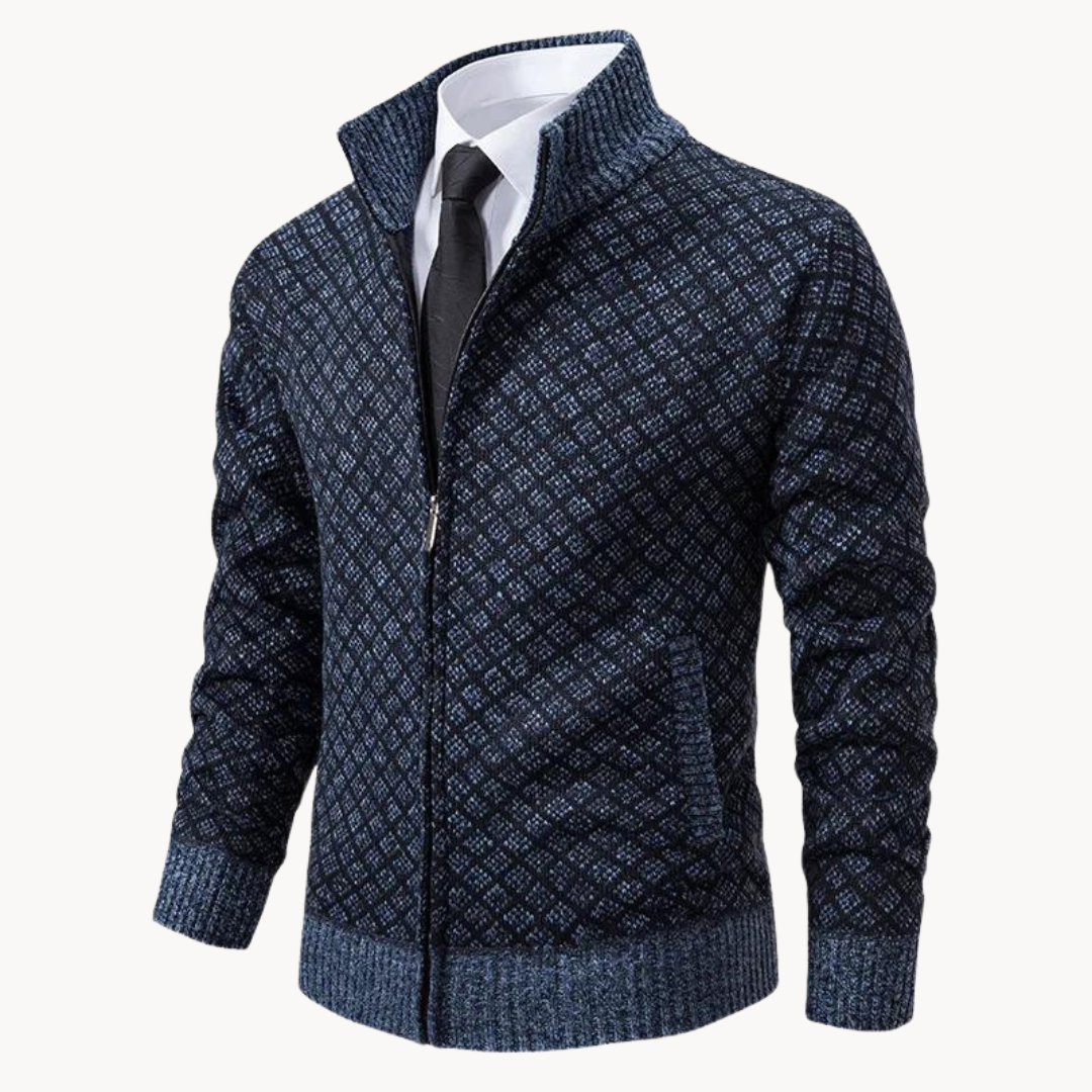 Pullover mit Reißverschluss | Gerippter Kragen und Strukturmuster