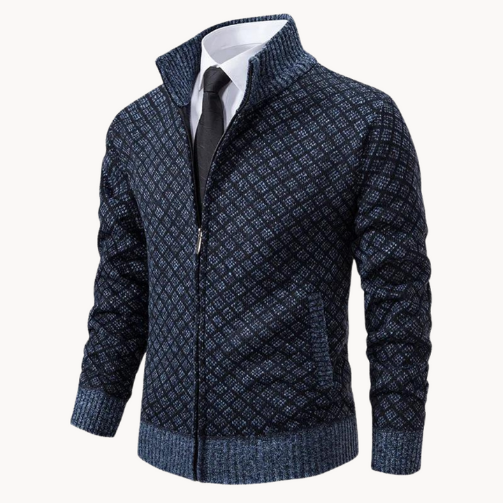 Pullover mit Reißverschluss | Gerippter Kragen und Strukturmuster