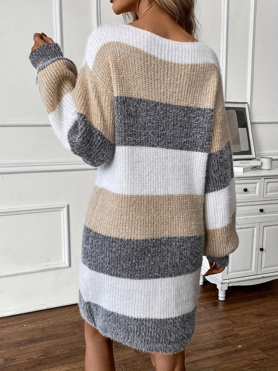 Farbblock Strickkleid