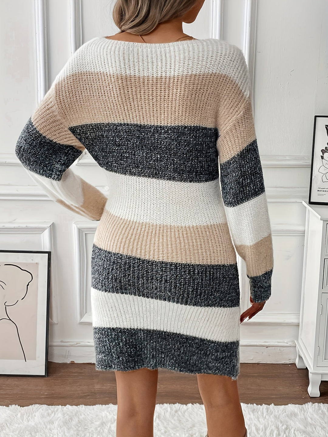 Farbblock Strickkleid