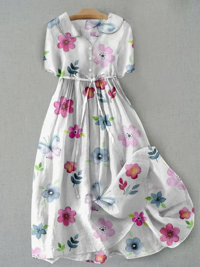 Faylan | Atmungsaktives Blumendruck Damenkleid 0