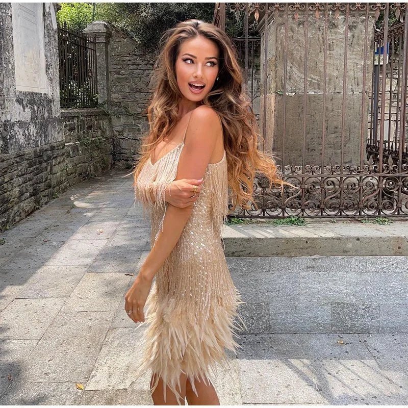 Feder Mini Kleid | Daphne