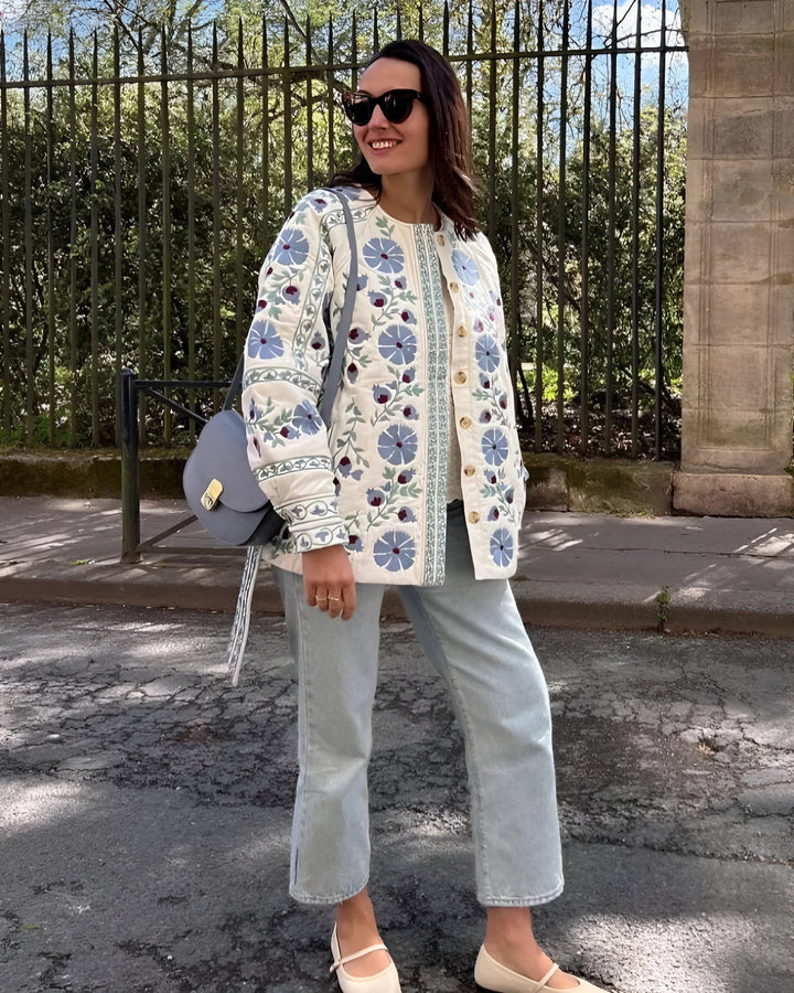 Fiona - Schicke Vintage Jacke mit Blumenmuster aus Baumwolle