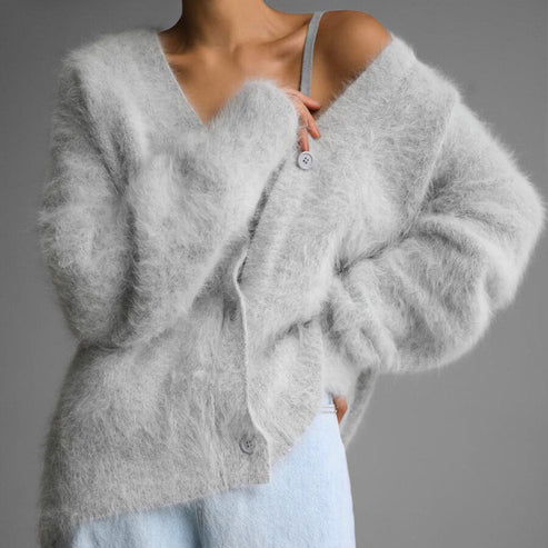 Flauschige Strickjacke für Damen